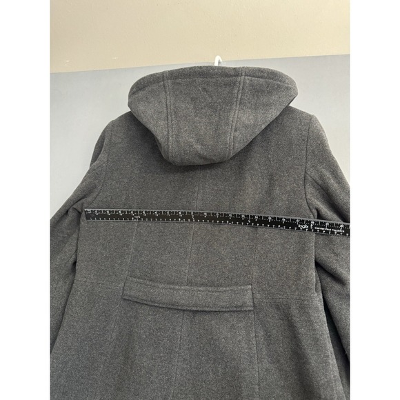 Fleet Street Gray Wool Jacket Womens Medium Hooded Coat Full Zip Drawstring EUC - Picture 8 of 8